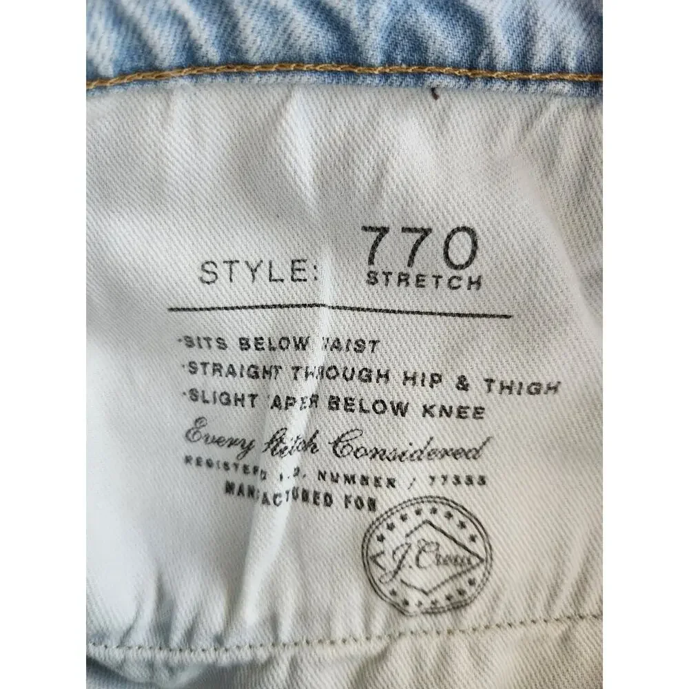 NWOT J. Crew 770™ Straight-Fit Stretch Jean In Seven-Year Wash Blue 34/30 *Flaw